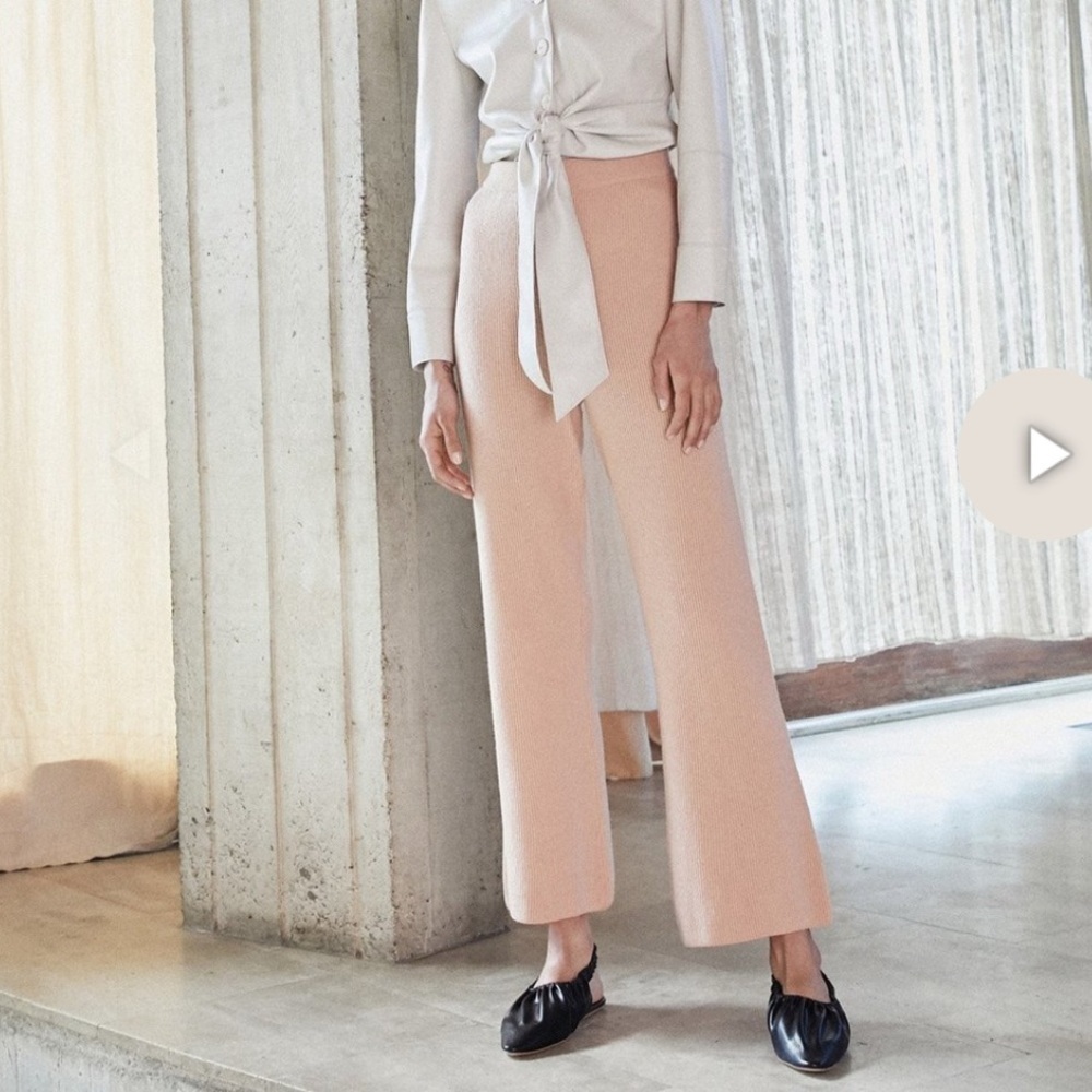 Nanushka Apricot Leba Cashmere Wool Blend Flare Knit Pants US M